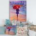 East Urban Home Woman Walking w/ Umbrella Under the Rain - Painting on Canvas in Red | 20 H x 12 W x 1 D in | Wayfair