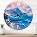 East Urban Home Waves Breaking At The Beach I - Nautical & Coastal wall clock Metal in Blue | 16 H x 16 W x 1 D in | Wayfair