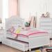Harriet Bee Aristodemos Platform Bed w/ Trundle Upholstered, Solid Wood in White | 55 H x 44 W x 80.25 D in | Wayfair