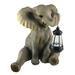 Dakota Fields Meyers Cute African Elephant Porch/Garden Statue W/Lantern Resin/Plastic in Gray | 13.5 H x 14.5 W x 10 D in | Wayfair