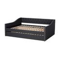 Red Barrel Studio® Johnvincent Daybed w/ Trundle Upholstered/Polyester in Gray/Black | 33.3 H x 84.8 W x 63.8 D in | Wayfair