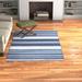 Blue/Navy 138 x 99 x 0.25 in Area Rug - Andover Mills™ Sallee Striped Handwoven Navy/White Area Rug Polyester | 138 H x 99 W x 0.25 D in | Wayfair