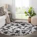 White 60 x 60 x 0.08 in Area Rug - East Urban Home Animal Print Charcoal/Ivory Area Rug Polyester | 60 H x 60 W x 0.08 D in | Wayfair