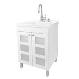 Ebern Designs Kabree 25" Laundry Room Vanity Set, Metal in Gray/White | 47.25 H x 25 W x 25 D in | Wayfair 6860942A44F64E53BB4E23D438E4949F