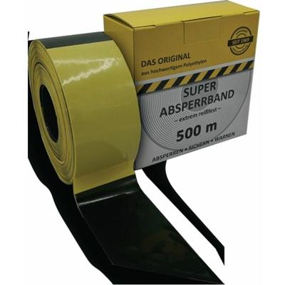 Absperrband L.500m B.80mm gelb/schwarz geblockt 500m/Karton KELMAPLAST