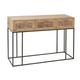 Console 3 Tiroirs Rotin Tisse Bois De Manguier Naturel