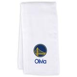 Infant White Golden State Warriors Personalized Burp Cloth