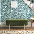 Willa Arlo™ Interiors Elko Natoma Flip Top Storage Bench Upholstered/Velvet, Metal in Green/Brown | 19.5 H x 49 W x 19 D in | Wayfair