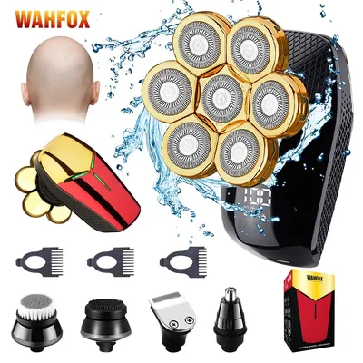 WOHFOX-Rasoir électrique étanche pour homme tondeuse multifonction 7 têtes flottantes tondeuse