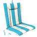 21" x 38" Turquoise Stripe Outdoor Chair Cushion with Ties and Loop