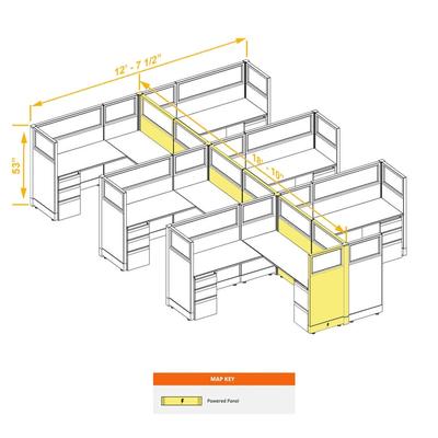 Glass Office Cubicles 53H 6pack Cluster Powered