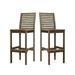 Set of 2 Alicia Vintage Slatted Acacia Solid Wood Patio Bar Chairs