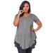 Plus Size Women's Swing Ultra Femme Tunic by Roaman's in Medium Heather Grey (Size 42/44) Short Sleeve V-Neck Shirt