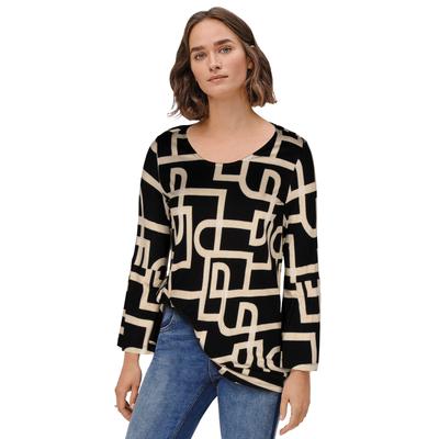 Plus Size Women's Bell Sleeve A-Line Knit Tunic by ellos in Black White Print (Size 10/12)