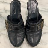 Coach Shoes | Coach Embossed C Logo Platform Mules | Color: Black/Gold | Size: 8.5