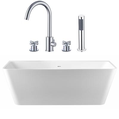 Randolph Morris Axton 67 Inch Acrylic Double Ended Freestanding Bathtub and Faucet Package RMBP39-67-CPF2