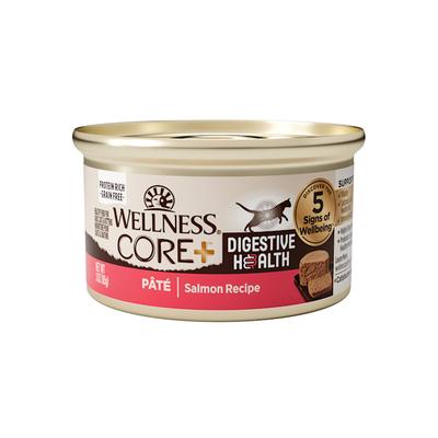 Wellness CORE+ Digestive Health Salmon Natural, Protein-Rich, Grain Free Pate Adult Wet Cat Food, 3 oz., Case of 12