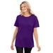 Plus Size Women's Thermal Short-Sleeve Satin-Trim Tee by Woman Within in Radiant Purple (Size 2X) Shirt