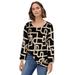 Plus Size Women's Bell Sleeve A-Line Knit Tunic by ellos in Black White Print (Size 18/20)