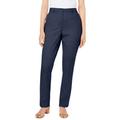 Plus Size Women's Stretch Cotton Chino Straight Leg Pant by Jessica London in Navy (Size 12 W)