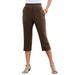 Plus Size Women's Soft Knit Capri Pant by Roaman's in Chocolate (Size L) Pull On Elastic Waist