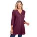 Plus Size Women's Thermal Button-Front Tunic by Woman Within in Deep Claret (Size 30/32)