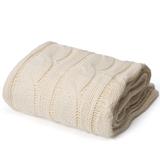 Battilo Home Cable Knit Throw Blanket, Acrylic Soft Cozy Snuggle Blanket, All Seasons Suitable for A by Battilo Home in Cream (Size 50" X 60")