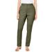 Plus Size Women's Stretch Cotton Chino Straight Leg Pant by Jessica London in Dark Olive Green (Size 22 W)