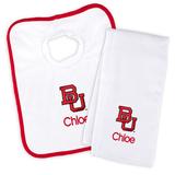 Infant White Boston University Personalized Bib & Burp Cloth Set