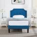 Trent Austin Design® Kempst Upholstered Platform Bed Frame w/ Height Adjustable Headboard Metal in Blue | 41.3 W x 78 D in | Wayfair