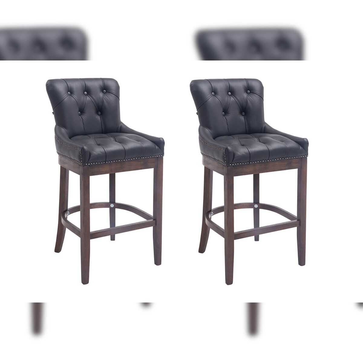 CLP 2er Set Barhocker Lakewood Echtleder schwarz/antik Image
