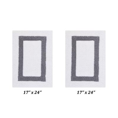 Hotel Collections Bath Mat Rug 2 Piece Set (17" X 24" | 17" X 24") by Better Trends in White Gray