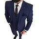 Men's Navy Blue Business Suits Two Button 3 Piece Slim Fit Notch Lapel Wedding Tuxedos Suit 36/30