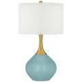 Raindrop Blue Nickki Brass Modern Table Lamp