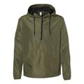 Independent Trading Co. EXP54LWP Lightweight Quarter-Zip Windbreaker Pullover Jacket in Army size Small | Polyester