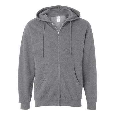 Independent Trading Co. SS4500Z Midweight Full-Zip Hooded Sweatshirt in Gunmetal Heather size Large | Cotton/Polyester Blend SS450Z