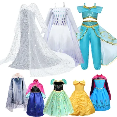Robe de princesse pour filles Costume Elsa Anna la belle au bois dormant raiponce reine des neiges