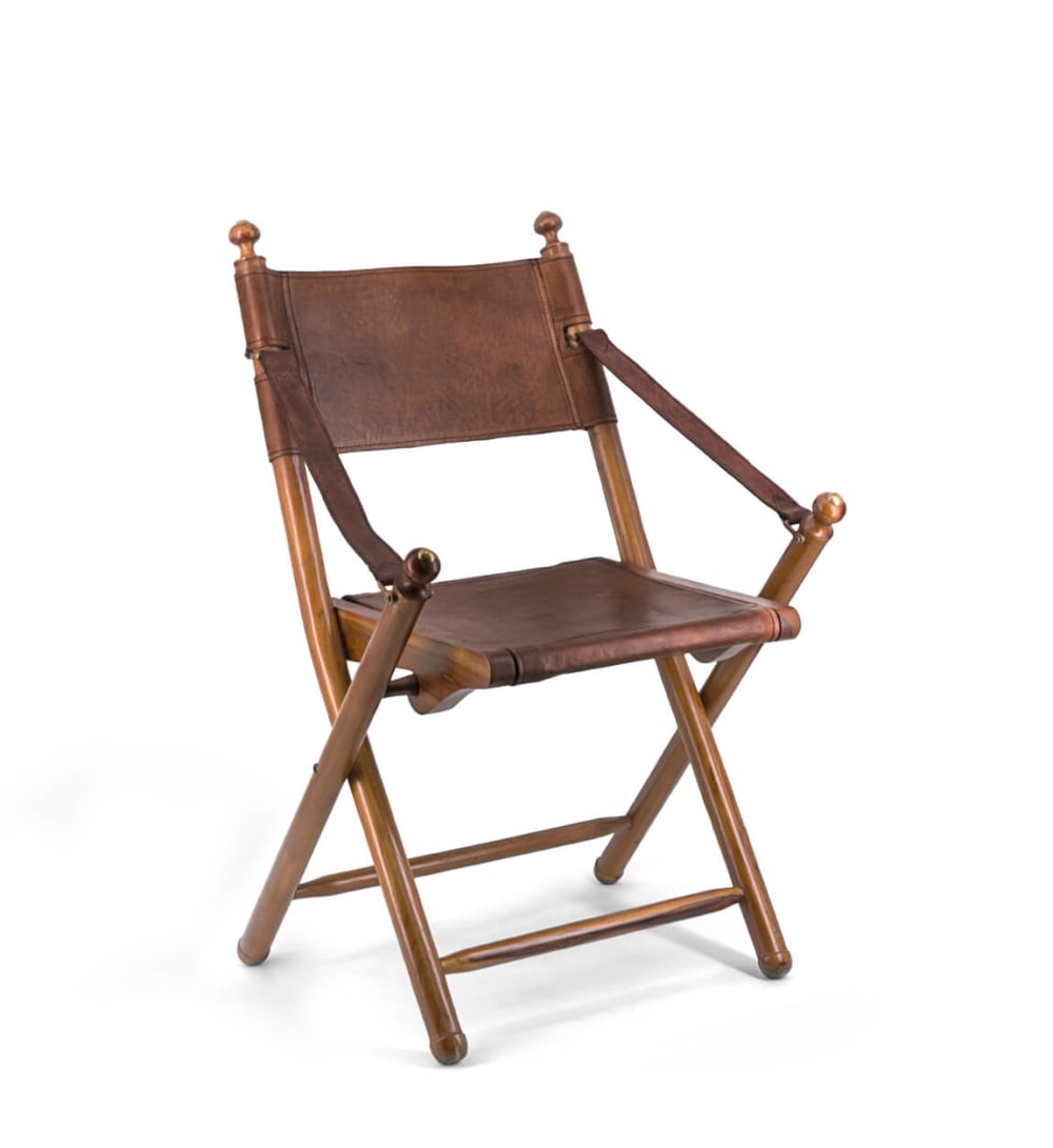 Chaise pliante en cuir marron