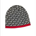 Michael Kors Accessories | New Michael Kors: One Size Black, Gray, Red Knit Logo Beanie | Color: Black/Red | Size: Os