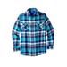 Men's Big & Tall Plaid Flannel Shirt by KingSize in Teal Plaid (Size 3XL)