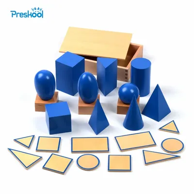 Jouet Montessori à solides géométriques pour bébé avec supports base et boîte jouets pour