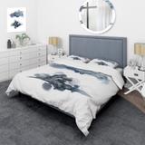 Designart 'Abstract Of Dark Blue Clouds II' Modern Duvet Cover Comforter Set