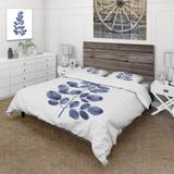 Designart 'Navy Blue Eucalyptus II' Traditional Duvet Cover Comforter Set