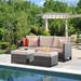 OVIOS 3-piece Outdoor High-back Wicker Sectional Ottoman Set