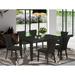 East West Furniture 7 Piece Kitchen Table Set- a Dining Table and 6 Linen Fabric Parson Chairs(Finish Options)