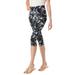 Plus Size Women's Stretch Cotton Printed Capri Legging by Woman Within in Black White Tie Dye (Size 2X)