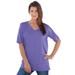 Plus Size Women's V-Neck Ultimate Tee by Roaman's in Dusty Purple (Size 2X) 100% Cotton T-Shirt