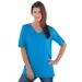 Plus Size Women's V-Neck Ultimate Tee by Roaman's in Iris Blue (Size 1X) 100% Cotton T-Shirt
