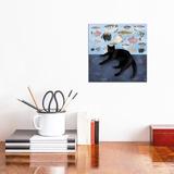 East Urban Home The Black Cat Watching The Fish Tank by Andreea Dumez - Wrapped Canvas Print Canvas in Black/Blue/White | Wayfair