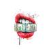 East Urban Home Red Watercolor Lips w/ Dollars by Ephrazy Graphics - Wrapped Canvas Painting Canvas | 12 H x 8 W x 0.75 D in | Wayfair